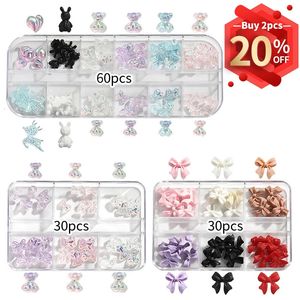 Nail Art Decorations Decorative Pink Bear Pattern Accessory Box Kawaii Supplies Professional Handmade Set 231121