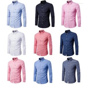 Mäns casual skjortor 2023 Top Business Dress Solid Color Professional Slim Fit Large Shirt