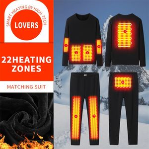 Men's Sleepwear Winter Heated Jacket Men Thermal Underwear Fleece USB Powered Women's Clothing Motorcycle Ski Camping 231121