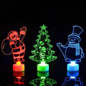 Decorações de Natal Automática Piscando Mudança de Cor LED Night Light Mini Candeeiro de Mesa Decoração Papai Noel Ornamento 231121