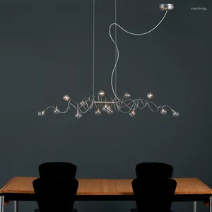 Chandeliers Lights Nordic LED Smoky Gray Glass Lighting Dining Room Island Home Hanging Bar Coffee Shop Pendant Lamps