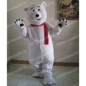 Desempenho polar urso mascote trajes de alta qualidade personagem dos desenhos animados terno terno carnaval adultos tamanho halloween festa de natal carnaval vestido ternos