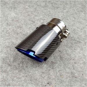 Muffler Inlet 51/54/57/60Mm Carbon Fibre Exhaust Pipe Tail Tip Blue Burnt Glossy Black Er For Car Styling Drop Delivery Mobiles Moto Dhrsl