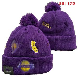 Lakers Vaiies Los Angeles Bobble Hats Baseball Hockey Ball Caps 2023-24 Modna projektant Bucket Hat Chunky Knit Faux PO Beanie Christmas Hat Sport Knit Hats