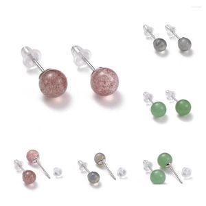 Orecchini a lobo Kissitty 5 paia di pietre rotonde delicate con spilla di colore argento per le donne Risultati dei gioielli fai da te Regalo Consegna a goccia Gioielli E Dhn0C