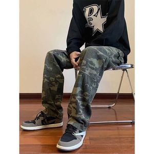 Herrbyxor camo byxor baggy jeans hiphop byxor för män överdimensionerade last streetwear denim y2k man trendyol kvinna casual grön mäns G230422