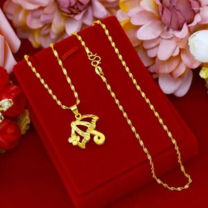 Pendant Necklaces Fashion Light Yellow Gold Color Necklace For Women Wedding Engagement Little Umbrella Shaped Clavicle Jewelry