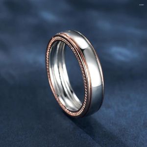 Anéis de casamento simples masculino promessa de noivado para homens bicolor rosa ouro prata cor bandas vintage festa de aniversário jóias presentes