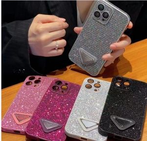 iPhone 15 Pro 14 13 11 12 Pro Luxury Designer Phone Cases Classic Triangle Shopproof Shell Covers Full Diamond