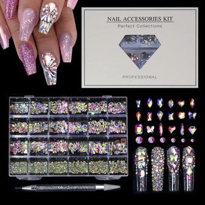 Nagelkonstdekorationer Multi former Nagelkonst Flat Back Crystal Rhinestone Diamonds Strass Manicure Tips 3D Decoration Nail Gems and Rhinestones 231121
