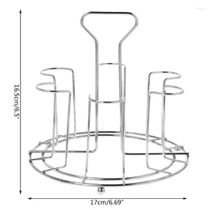 Bordmattor Stylish Mugg Tree Iron Holder Coffee Cups Drain 6 Racks Stand Bottle