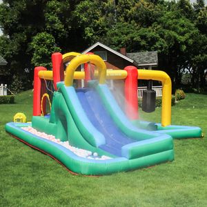 Equipamento de jogo ao ar livre para crianças Brinquedos de salto infláveis Boxe Jumping Castle Toboáguas para venda Toboágua multifuncional com pilar de perfuração Furo de perfuração para piscina