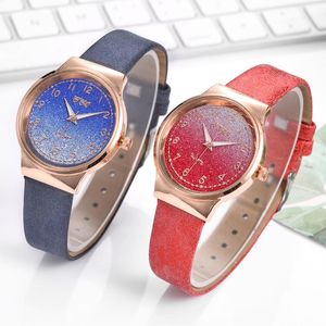 Wristwatches Romantic Gradient Sky Watch Women Lady For Woman Casual Quartz Leather Band Clock Luxury Wristwatch Montres Femmes