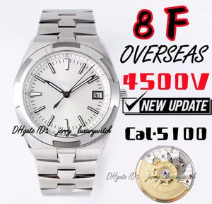 8f Relógio masculino de luxo 4500V no exterior, 41mm * 11mm. CAL.5100 Movimento, revestimento super luminoso, frequência 28.800 vezes/hora, esportes formais são a melhor escolha branca