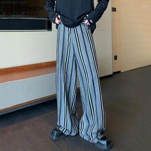 Męskie spodnie Luzhen Nisza wysoka worka worki Spodnie Modne w paski kolor kontrastowy Kolor swobodny szerokie nogi modne luźne ubrania FCE3AD