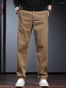 Pantaloni da uomo in cotone kaki larghi dritti da uomo autunno stile coreano pantaloni larghi in vita elastica casual all'aperto