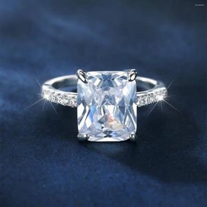Обручальные кольца роскошного серебряного цвета, великолепное прямоугольное белое кольцо с цирконом в форме принцессы для женщин, обручальное ювелирное изделие, подарок