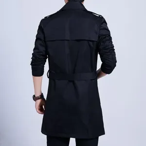 Trench da uomo Cappotto aderente Elegante giacca a vento autunnale con cintura doppio petto con tasche con risvolto lunghe per A
