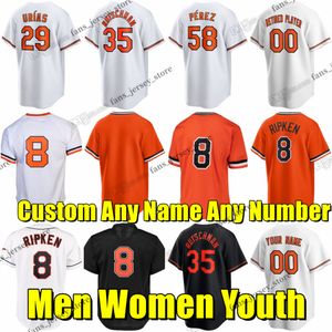 S-6XL Cal Ripken Baseball Jersey Ramon Urias Cionel Perez Adley Rutschman Keegan Akin Bryan Baker Mike Baumann Felix Bautista Kyle Bradish Cano Coulombe Hays