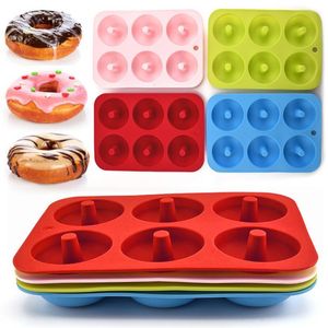 Bakningsformar 6-kavitet Donut Mögel Diy Cake Mold Kitchen Tool Chocolate Biscuit Cake Mold Non-Stick Candy 3D Mold Silicone Donut Baking Pan 230421