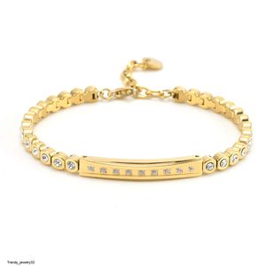 Wholesale Stainless Steel Tennis Chain Bracelet Gold Plated Cubic Zircon Bar Charm Bracelet Women Bracelet