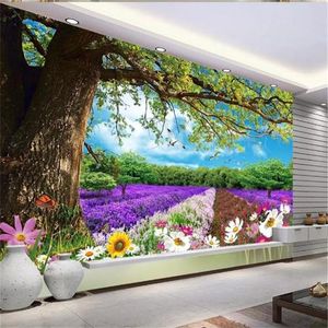 Tapeta 3D Mural Piękna Big Tree Flower Krajobraz Dreamland Malowanie salonu sypialnia tło dekoracja ściany tapety243b