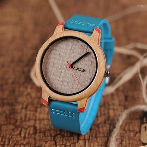 Wristwatches BOBO BIRD P27 Unisex Bamboo Wood Watches Quartz Leather Men Watch Minimalist ErkekKol Saati OEM And Drop
