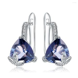 Brincos de gemos Balé de Gem 6.10ct Iolite Natural Blue Mystic Quartz Triangle 925 Sterling Silver for Women Engagement