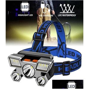 Headlamps Led Mine Lamp Flash Light Fivehead Strong Super Bright Rechargeable Fishing Lights Longrange R Headmounted2272249 Drop Deliv Dhyb0