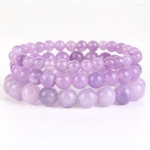 Strand 6/8/10mm Natural Stone Bracelet Purple Angelite Jades Beads For Men Women Jewelry Gift Healing Energy