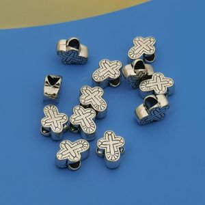 50 peças contas espaçadoras cruzadas de liga para fazer joias, buraco grande 4.5mm descobertas pulseira acessórios diy A-847