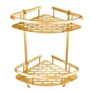 Bathroom Shelves Bathroom Gold Shelf Shower Wall Mounted Corner Basket Shampoo Storage Wall Bathroom Shelf 230422