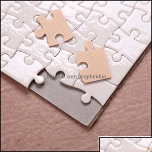 Paper Products Sublimation Puzzle A5 Size Diy Sublimations Blanks Puzzles White Jigsaw 80Pcs Heat Printing Transfer Handmade Gift Yf Dhgfh