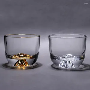 Wine Glasses Ice Mount Glass Cup Golden Mountain Retro Japanese Style Water Master Teacup Whisky Tea