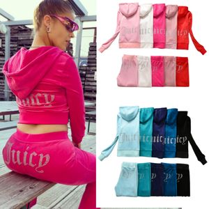 Juicy Lovers Marka Kadınlar Juicy Trainesuit Sonbahar Bahar Kadın Spor Slim Sinema Gasarım Kadın Kadın Takipleri Kapşonlu Yakalı Jogging Sportsswear Suit Boyutu XS-3XL