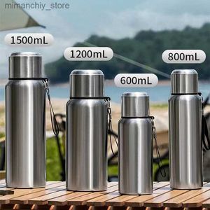 water bottle 600-1500ml 316 Stainss Steel Thermos Bott D Tperature Display Thermal Mug Vacuum Flask Water Bott For Outdoor Camping Q231122