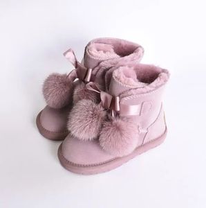 Boots Winter Kids Fashion snow boots thick Genuine Leather warm plush soft bottom baby girls winter ski toddler boot for 231122