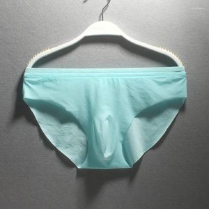 Cuecas 3 pçs/lote roupa interior masculina no verão ultra-fino gelo seda briefs meninos de uma peça sem costura cintura baixa sexy jovens shorts.