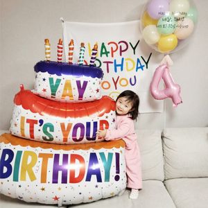 パーティーデコレーションスリーレイヤーケーキバルーンバースデーセレブレーションバルーン装飾「はいこれはあなたの誕生日です」子供の誕生日パーティー用品