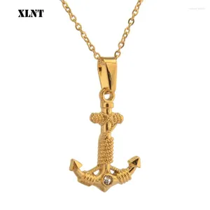 Hänge halsband xlnt vintage karibisk pirat förankring kvinnor män halsband personlig guldhook rostfritt stål smycken gåva