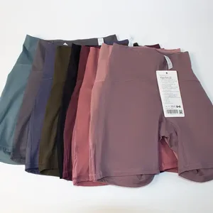 Shorts ativos Lu feminino yoga cintura alta calças elásticas de 4 pontos nude ajuste inferior esportes fitness emagrecimento