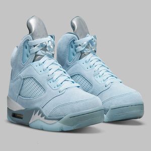 Med Box Designer Shoes 5 Blue Bird Jumpman Basketball Mens Graphite Metallic Sier V Sports Sneakers Storlek US7-13 Chaussures
