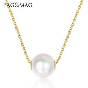 Pagmag 8-9 mm Japonia Akoya Pearl Naszyjnik żółty złoto wiszące naszyjniki