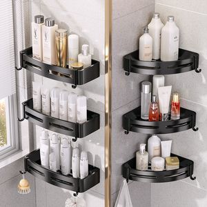 Mensole da bagno Mensole da bagno Mensola per doccia ad angolo Montaggio a parete in alluminio Supporto per portaoggetti per shampoo Senza trapano Set di accessori per il bagno da cucina 230422