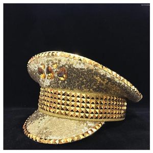 Berets Men Women Hat Gold Cotton Military Captain Guard Adult 3 Size