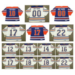 Oilers JARI KURRI CCM Maglia da hockey del ritorno al passato Edmonton DAVE HUNTER KEN LINSEMAN TAVISH KELLY BUCHBERGER CRAIG SIMPSON KLIMA NAPIER rara