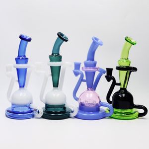 9.5" Colourful Glass Bong Recycler Bong Tobacco Shisha Handmade with Bowl