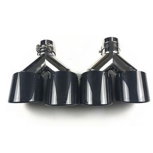 Muffler 2 PCS Akrapovicデュアルエキゾーストチップ光沢のあるカーボンファイバーステンレス鋼の排気エンドパイプドロップデリバリーモバイルモーターシクルDHNJH