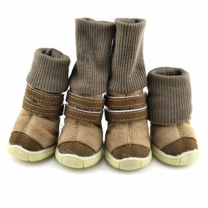 Pet Shoes Shoes Winter Dog Puppy 4pcs وضع أحذية ثلجية مضادة للانزلاق الدافئة للكلاب الصغيرة المتوسطة القطط ثخانة الصوف 231122