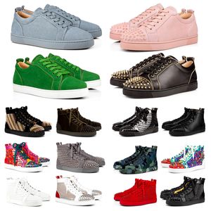 Storlek 36-48 Röda botten Sneaker Dress Shoes Run Shoes Women Rivet Diamond Loafer Rubber Outdoor Luxurys Designer Shoe Mens Low äkta läder Flat Basketball Trainer